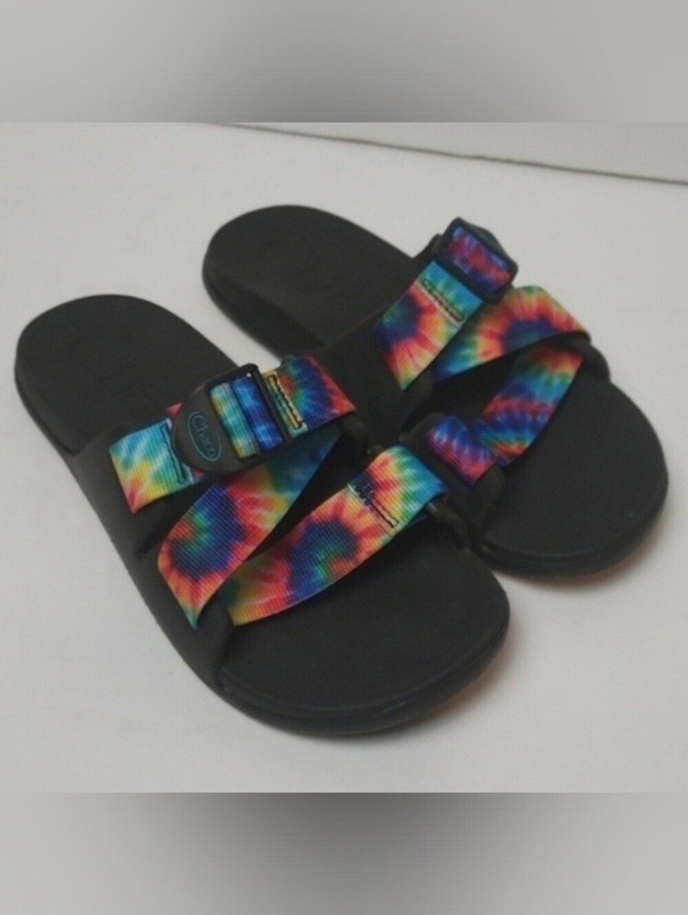 Chaco Women's Chillos Slide Sandals Tie Dye Rainbow Comfort Slip-on  Size 6